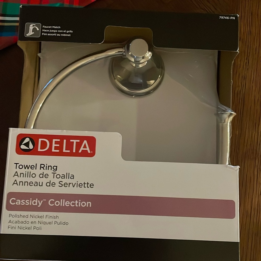 Delta Towel Ring.  Cassidy collection Polished Nickel